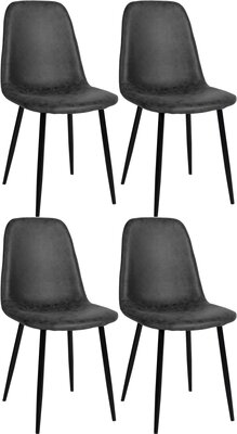 Set van 4 Nepiar eetkamerstoelen zwart,Kunstleer, Zwart