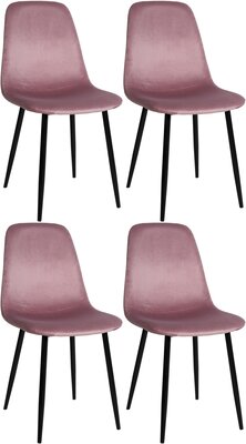 Set van 4 Nepiar eetkamerstoelen roze,Fluweel,