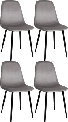 Set van 4 Nepiar eetkamerstoelen grijs,Fluweel, Grijs
