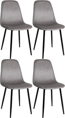 Set van 4 Nepiar eetkamerstoelen grijs,Fluweel, Grijs