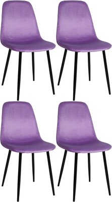 Set van 4 Nepiar eetkamerstoelen purper,Fluweel, Paars