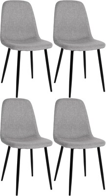 Set van 4 Nepiar eetkamerstoelen licht grijs,Stof, Grijs