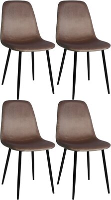 Set van 4 Nepiar eetkamerstoelen bruin,Fluweel, Bruin