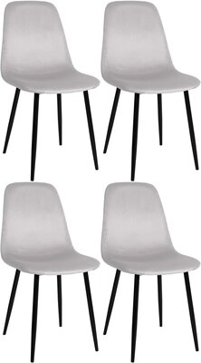 Set van 4 Nepiar eetkamerstoelen Creme,Fluweel