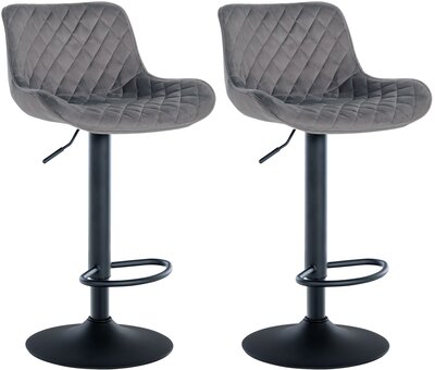 2-delige set barstoelen Manosi fluweel, Grijs