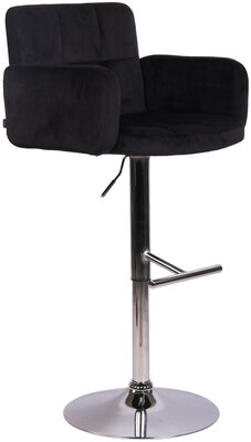 Barstoel Les Engalos Fluweel chroom, Zwart