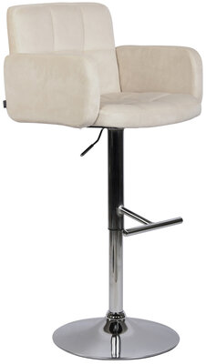 Barstoel Les Engalos Fluweel chroom, Creme