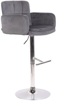 Barstoel Les Engalos Fluweel chroom, Grijs