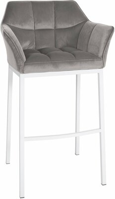 Barstoel Domasa W Fluweel met 4-poots frame, Grijs