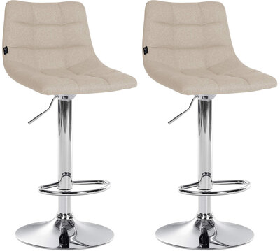 2-delige set barkruk Jirra stof chroom, Creme
