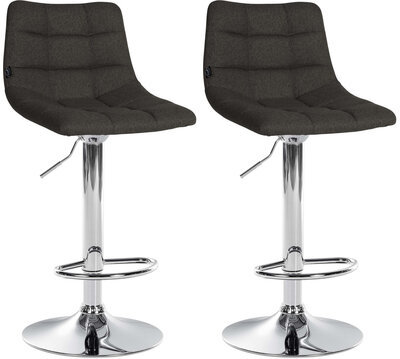 2-delige set barkrukken Jirra stof chroom, Grijs