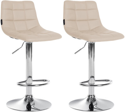 2-delige set barstoelen Jirra kunstleer chroom, Creme