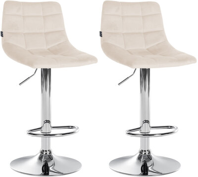2-delige set barkruk Jirra fluweel chroom, Creme