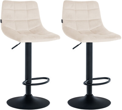 2-delige set barkrukken Jirra fluweel zwart, Creme