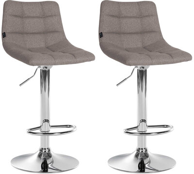 2-delige set barkruk Jirra Stof chroom, Grijs