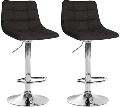 2-delige set barstoelen Jirra stof chroom, Zwart