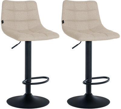 2-delige set barkruk Jirra Stof zwart, Creme