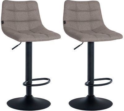 2-delige set barkruk Jirra stof zwart, Grijs