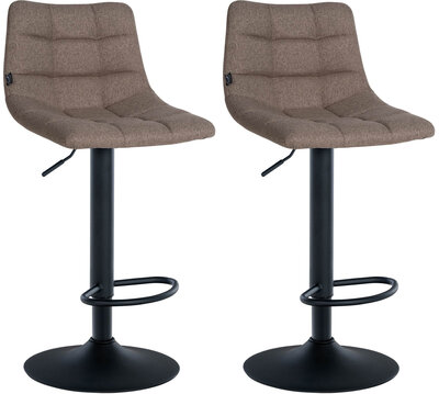 2-delige set barkruk Jirra stof zwart, Taupe