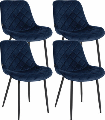 4-delige set stoelen Sprengs Velvet, Blauw