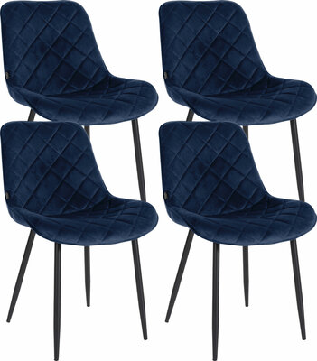 4-delige set stoelen Sprengs Velvet, Blauw