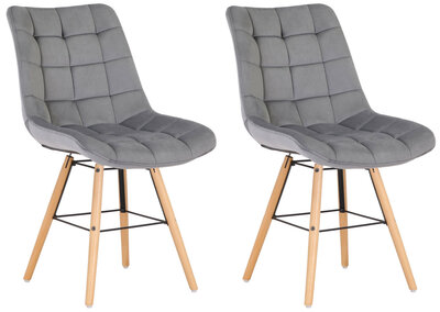 2-delige set stoelen Line fluweel, Grijs