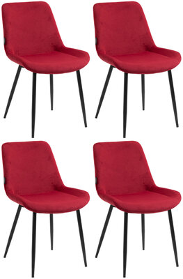 4-delige set eetkamerstoelen Vactiroi fluweel, Rood