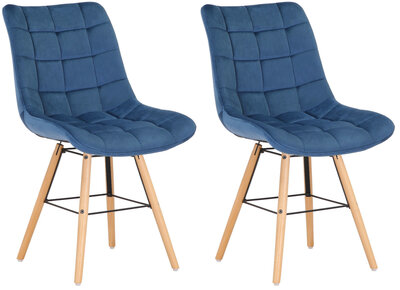 2-delige set stoelen Line fluweel, Blauw