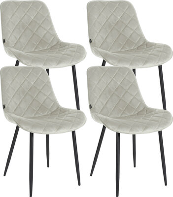 4-delige set stoelen Sprengs Fluweel, Creme