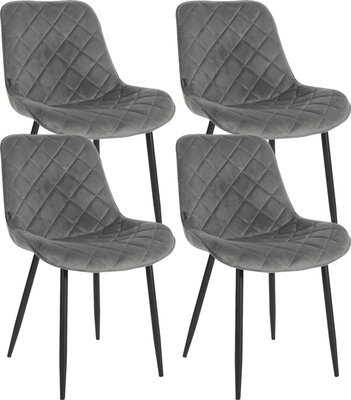 4-delige set stoelen Sprengs Fluweel, Grijs