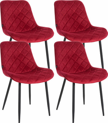 4-delige set stoelen Sprengs Fluweel, Rood