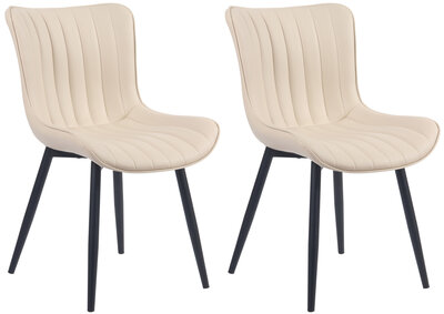 2-delige set stoelen Lorga kunstleer, Creme