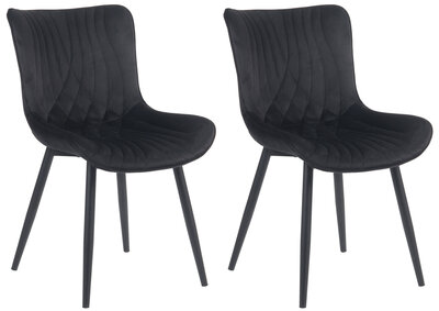 2-delige set stoelen Brida fluweel, Zwart