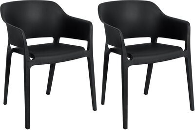 2-delige set stapelstoelen Paeblu, Zwart