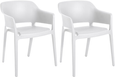 2-delige set stapelstoelen Paeblu, Wit