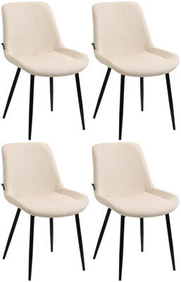 4-delige set eetkamerstoelen Vactiroi fluweel, Creme