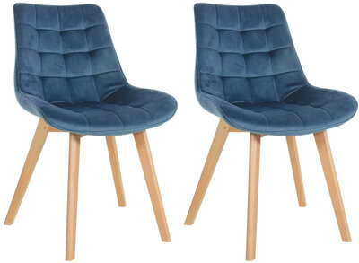 2-delige set stoelen Briik fluweel, Blauw