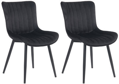 2-delige set stoelen Lorga Fluweel, Zwart