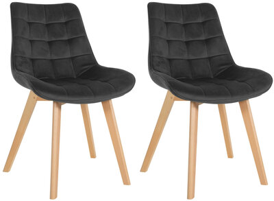 2-delige set stoelen Briik fluweel, Zwart