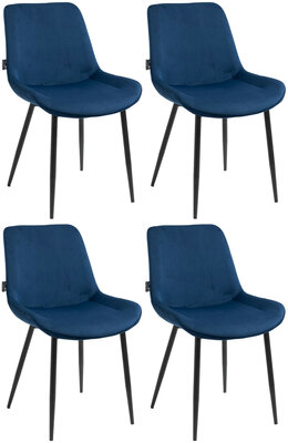4-delige set eetkamerstoelen Vactiroi fluweel, Blauw