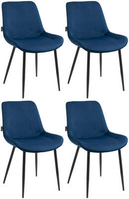 4-delige set eetkamerstoelen Vactiroi fluweel, Blauw