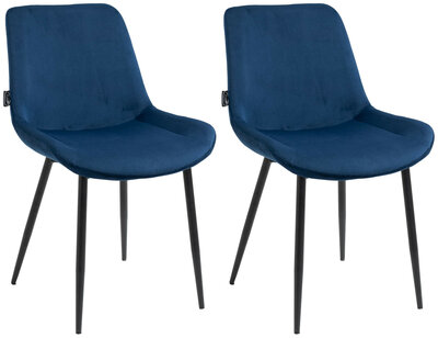 2-delige set eetkamerstoelen Vactiroi fluweel, Blauw