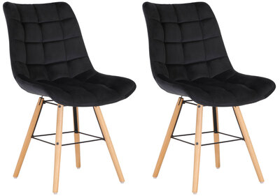 2-delige set stoelen Line fluweel, Zwart