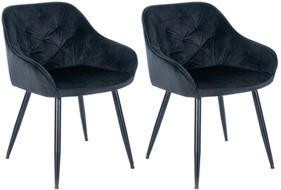 Set van 2 eetkamerstoelen Cissas, Zwart