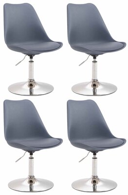 4-delige set eetkamerstoelen Miverack C kunststof, Grijs