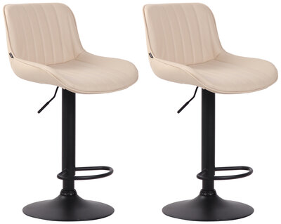 2-delige set barkrukken Lintine kunstleer zwart, Creme
