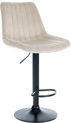 Barstoel Tino Fluweel zwart, Creme