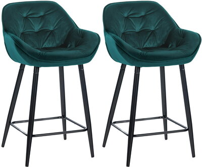 2-delige set barstoelen Gobsin 76 fluweel, Groen