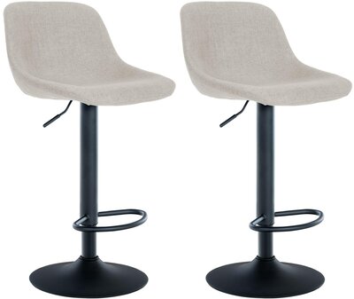 2-delige set barkruk Lift stof, Creme