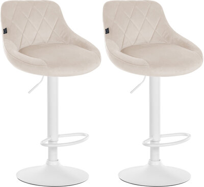 2-delige set barkrukken Lozia fluweel wit, Creme